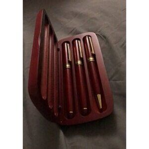 New 3 Pcs Wooden Pens Set with Gift Case/Best Writing Fountain Fancy Ballpoint